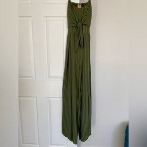Green striped jump suit